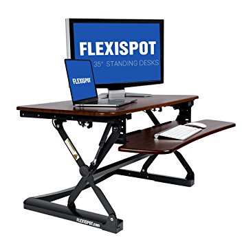 FlexiSpot M2RW Standing Desk - 35" W Height Adjustable Stand up Desk Computer Riser with Removable Keyboard Tray (Medium size River walnut)