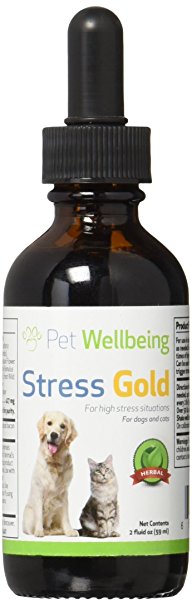 Pet Wellbeing - Stress gold for Dogs - Organic Natural Dog Calming and Anxiety Relief - For Stressful situations in Canines - 2 oz(59ml)