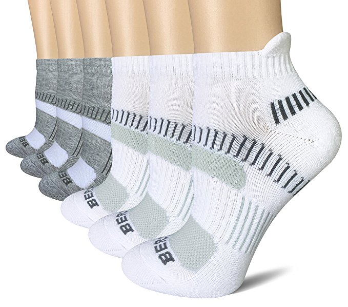 BERING Women's Performance Athletic Running Tab Socks (6 Pair Pack)