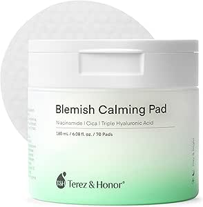 Blemish Calming Facial Toner Pads: Exfoliate Hydrate and Improve Uneven Skin Tone from Korean Skincare with Cica, Niacinamide, Hyaluronic Acid and Pure Cotton for All Skin Types