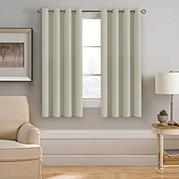 H.Versailtex Window Treatment Blackout Thermal Insulated Room Darkening Solid Grommet Curtains / Drapes for Bedroom (1 Panel,52 by 63 Inch Long,Cream)
