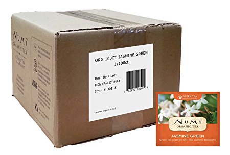Numi Organic Tea, Jasmine Green, Full Leaf Green Tea, 100 Count non-GMO Bulk Tea Bags