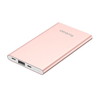 Yoobao G01 4000mAh Portable Charger(External Battery Power Bank)with Dual Input,Ultra Slim Thin and Light in Sleek Aluminum Alloy Shell with High-Speed and Safe Charg for iPhone Android etc-RoseGlod