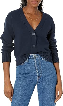 Amazon Essentials Women's Relaxed Fit V-Neck Cropped Cardigan