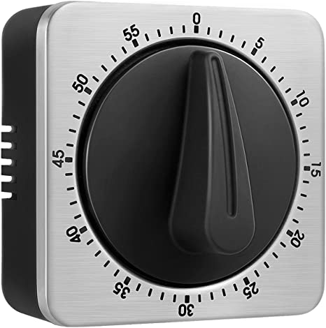 KeeQii Timer Kitchen Timer 60 Minute Timing with 80dB Alarm Sound Magnetic Countdown Timer Home Baking Cooking Steaming Manual Timer Stainless Steel Face Mechanical Timer (New Timer)