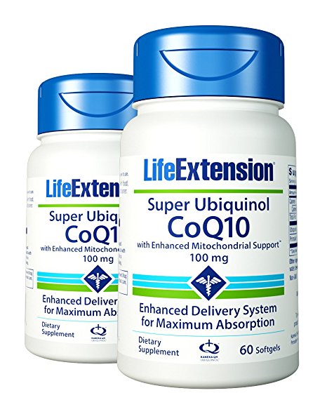 Life Extension Super Ubiquinol Coq10 with Enhanced Mitochondrial Support (60) pack of 2