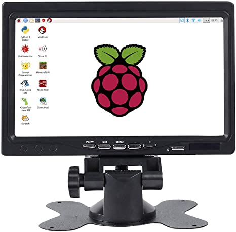 SunFounder 7 Inch HD TFT LCD Screen Monitor HDMI - 1024x600 Display AV VGA Input Built in Speaker for Raspberry Pi 4 Model B 3 Model B  3B CCTV Computer PC DVR Car