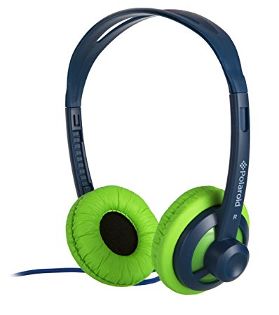 Polaroid PHP11BLGR Super Light Weight Neon Headphones, Tangle-Proof, Compatible with All Devices, Blue Green