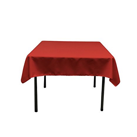 LA Linen Polyester Poplin Table Overlay / 52 by 52-Inch Square / Pack of 1 / Christmas Red.