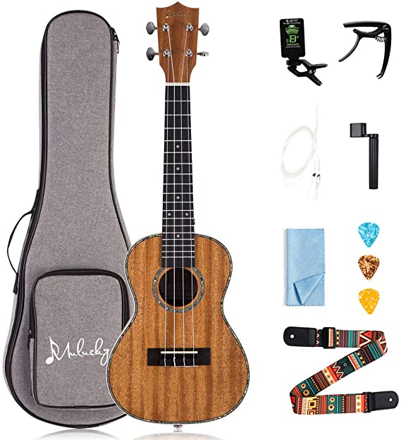 Mulucky Ukulele Concert 23 Inch 4 Aquila Strings Premium Mahogany With Beginning Kit - MUK-CT3