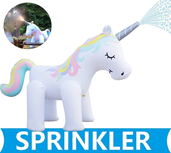 LANGXUN Ginormous Inflatable Unicorn Yard Sprinkler Toy for Kids, Perfect for Unicorn Party Supplies & Outdoor Summer Sprays Water Toys for Toddlers