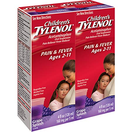 Tylenol Children's Grape Splash Flavored Liquid, 4 Fl. oz, 2 pk. (Limited Edition)