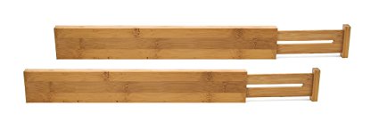 Lipper International 8898 Bamboo Wood Custom Fit Adjustable Kitchen Drawer Dividers, Set of 2