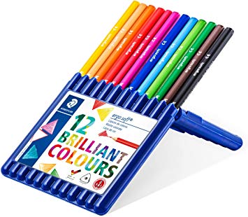 Staedtler Ergosoft Colored Pencils, Set of 12 Colors in Stand-up Easel Case (157SB12)