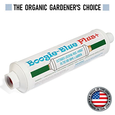 New 2018 Design - Boogie Blue PLUS High Capacity Water Filter for garden, RV and outdoor use - Removes Chlorine, Chloramines, VOCs, Pesticides/Herbicides