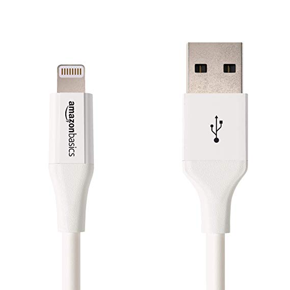 AmazonBasics Lightning to USB A Cable, Advanced Collection, MFi Certified iPhone Charger, White, 10 Foot