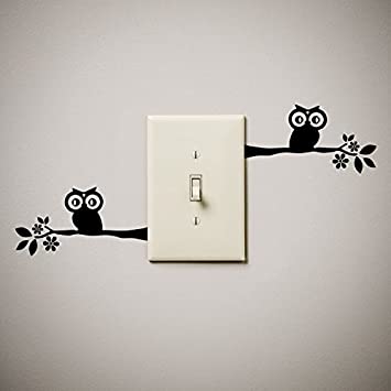 JS Artworks Owl Tree Branch Cute Funny Vinyl Decal Sticker for Light Switch Our Wall outlets