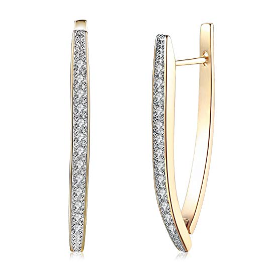 18K Gold Plated Cubic Zirconia Modern Geometric Triangle Hoop Earrings for Women Girls Fashion Jewelry