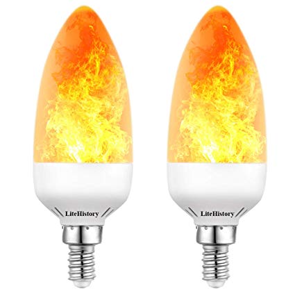 3Modes E12 led Flame Bulb Candelabra Flickering Light Bulbs 2W Flicker Bulb for Home 2Pack