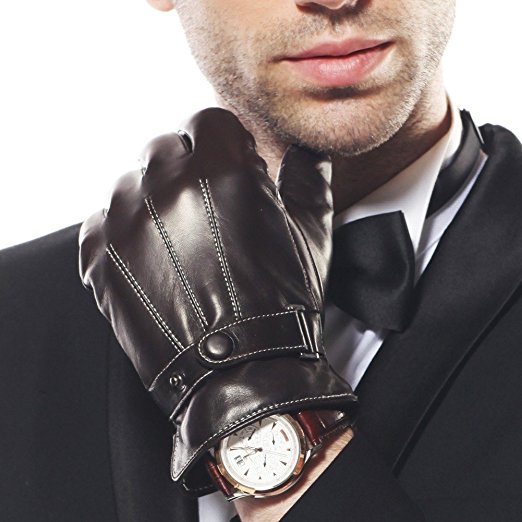 Warmen Men Soft Nappa Leather Driving Gloves Cashmere Lining Available