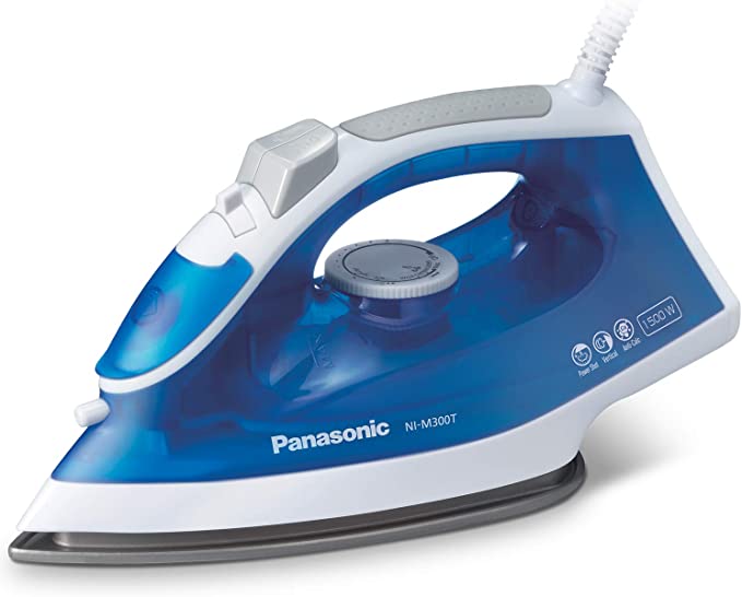 Panasonic NI-M300TA 1500W Advanced Titanium Coated Sole Plate, Vertical, Blue/White Steam/Dry Iron