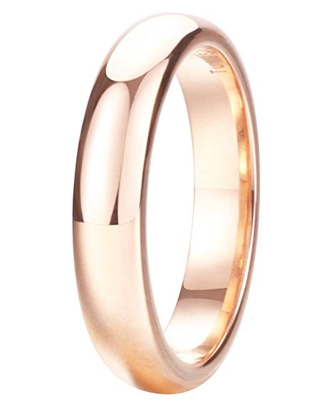 King Will GLORY 4mm Rose Gold Plated Polish Comfort Fit Domed Tungsten Carbide Ring Wedding Band