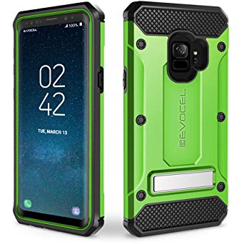 Evocel Explorer Series Pro Compatible with Galaxy S9 (SM-G960) Heavy Duty Protection Rugged Holster Case with Kickstand – Green