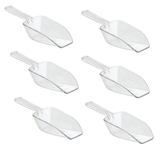 6 Multi-purpose Clear Plastic Scoops Food Service Restaurant Buffet Serving (Medium)