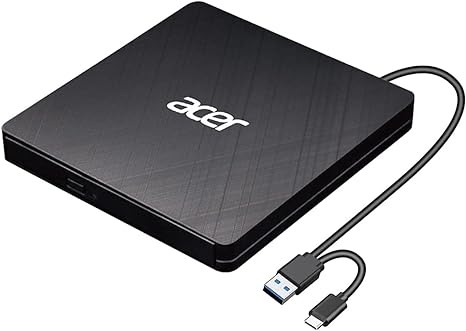 acer External CD/DVD Drive for Laptop, USB 3.0 Type-C CD DVD  /-RW Drive Burner DVD Player, External CD ROM Reader Writer Optical Drive Compatible with Laptop PC Mac MacBook Windows 11/10/8.1/7 Linux