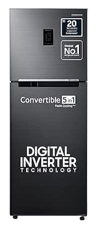 Samsung 301L 3 Star Convertible 5 In 1 Digital Inverter Frost-Free Double Door Refrigerator Appliance (RT34C4523BX/HL,Luxe Black 2023)