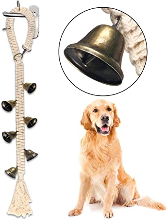 BLUETREE Dog Doorbells Premium Quality Training Potty Great Dog Bells Adjustable Door Bell Dog Bells for Potty Training Your Puppy The Easy Way - 6 Extra Large Antique Bells