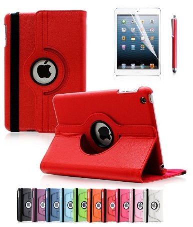 Apple iPad 2/3/4 Case, CINEYO(TM) 360 Degree Rotating Stand Case Cover with Auto Sleep / Wake Feature for iPad 2/3/4(10 Colors)this case is for Apple iPad 2 3 4 (Red)