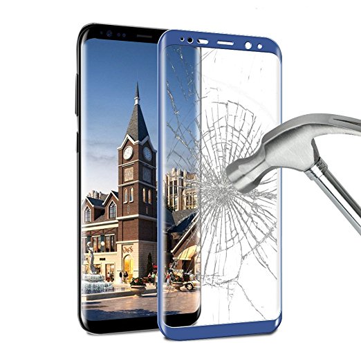 Galaxy S8 Screen Protector , ikalula Galaxy S8 Tempered Glass [Full Coverage] 1 Pack 9H Hardness Explosion-proof Anti-Scratch Ultra Clear Film Guard Cover For Samsung Galaxy S8 - blue