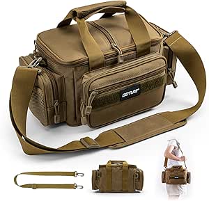 Goture Fishing Tackle Bag,Soft Side Cross Body Sling Fishing Bag,Small Fishing Gear Bag Saltwater Freshwater,Tactical Bag Outdoor,Store 3 3600 Tackle Boxes,Fishing Gifts for Men,14.96"x9.05"x7.48"