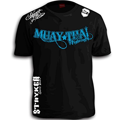 Muay Thai Fighting Blue White Logos Black MMA UFC Tapout Bjj T-shirt Brand New