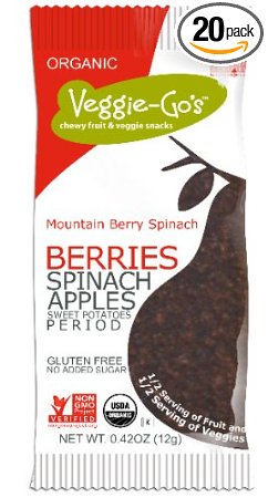 Veggie-Go's The Original Fruit and Veggie Strip, Mountain Berry Spinach, 0.42 Ounce (Pack of 20)