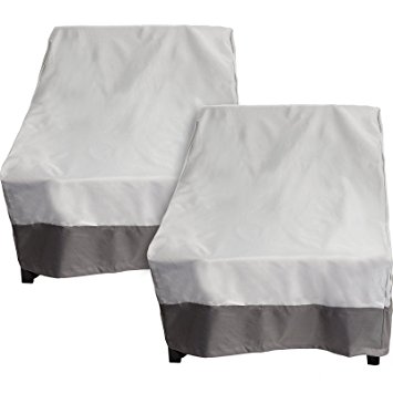2 Pack Deep Chair Patio Cover - Outdoor Furniture Cover (Grey w/ Dark Grey Trim)