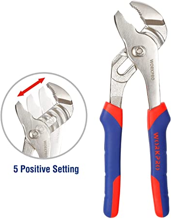 WORKPRO 8-inch Adjustable Water Pump Pliers, Groove Joint Pliers for Home Repair, Gripping, Nuts, Bolts, Pipe & Fittings