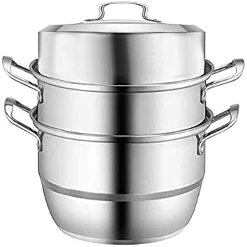 VONOTO Cookware Steamer Pot, Steaming Cookware, Stainless Steel 11 inch 9QT Steamer cooking pot, Rice cooker, Double Boilder, Stack, Steam Soup Pot