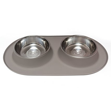 Messy Mutts Stainless Steel Double Dog Feeder with Non-Slip Silicone Base