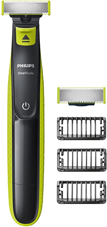 Philips OneBlade Hybrid Stubble Trimmer and Shaver with 3 x Lengths and One Extra Blade (UK 2-Pin Bathroom Plug) - QP2520/30