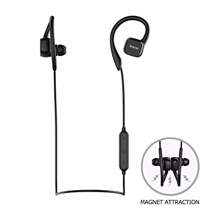Magnetic Bluetooth Headphones, Wisvell Wireless Sport Headphones In-Ear Earbuds with Mic Noise Cancelling Sweatproof for Running Workout and Gym (Black)