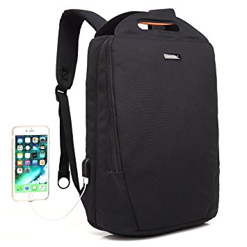 Lightweight Laptop Backpack Waterproof Business Travel School Daypack, Fits Under 17 and 15.6 Inch Laptop (Black)