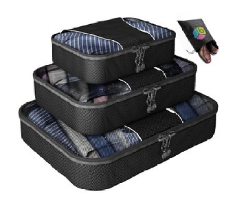 Father's Day Gift-Packing Cubes - 4 pc Set Luggage Organizer - Bonus Shoe Bag Included - Lifetime Guarantee - By Bingonia Travel Accessories