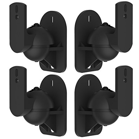 VonHaus Black Universal Wall Mount Speaker Brackets x 4