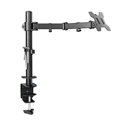 Suptek Fully Adjustable Single Arm LCD LED Monitor Desk Mount Stand Bracket for 13"-27" Screen with ±15° Tilt, 360° Rotation & 180° Pull Out Swivel Arm - Max VESA 100x100 MD6421