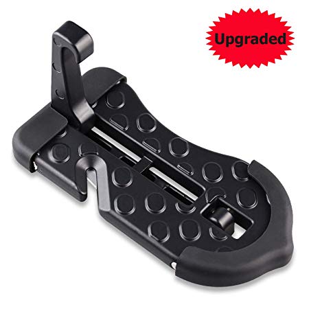 Car Doorstep - 4 in 1 Multifunctional Vehicle Latch Door Step with Safety Hammer Easy Access to Car Rooftop Folding Ladder Foot Peg for Jeep SUV Car with Seat Belt Cutter (Upgrade, Black)