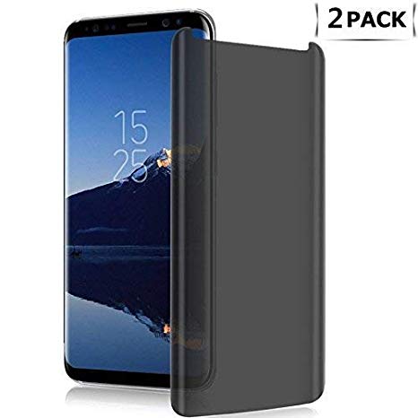 [2-Pack] Samsung Galaxy S9 Screen Protector Privacy Temered Glass,Runzen [Anti Glare] HD Privacy Protective Glass Screen Protector Film Compatible Galaxy S9 - Anti Spy, Anti-Scratch, Bubble Free