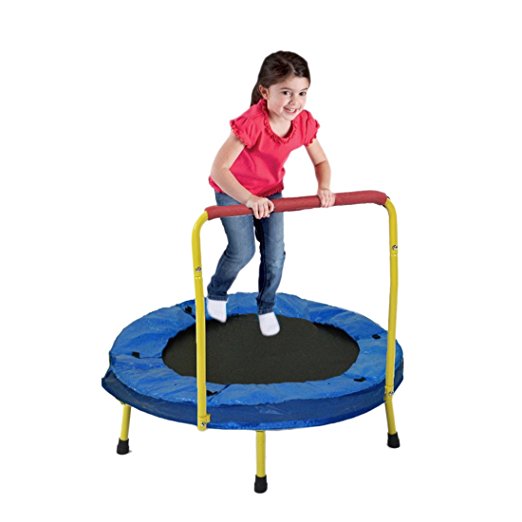 Mini Exercise Trampoline for Adults And Kids - With Safety Padded Frame- Indoor And Outdoor Fitness Rebounder with Handle Bar for Kids – Portable & Foldable 36” By Dazzling Toys