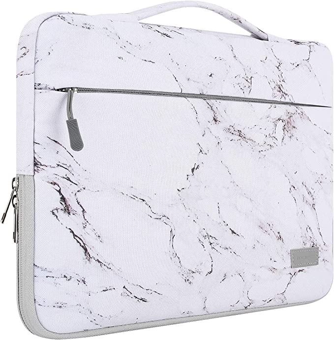 MoKo 13-13.3 Inch Laptop Sleeve Case Fits 13" MacBook Air M2/M1 2022-2018, 13"/14" MacBook Pro M2/M1 2022-2016, Surface pro 8, iPad Pro 12.9, Protective Carrying Bag with Pocket, Marble